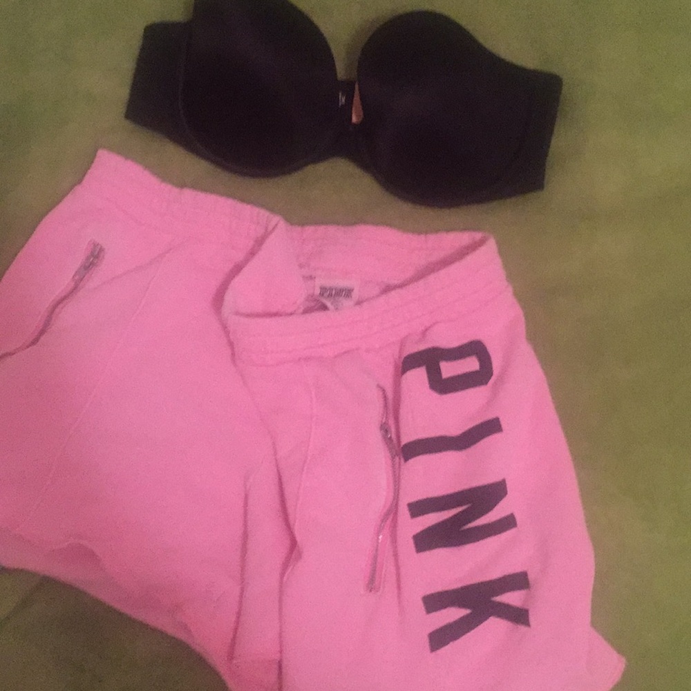 VS pink shorts, medium and bra, 34C - Picture 2 of 8